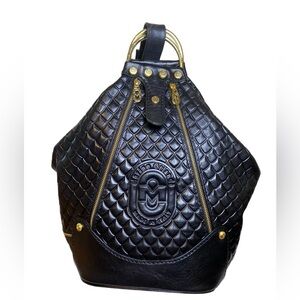 Marino Orlandi Italian Black Leather convertible Bucket Sling Bag NWOT